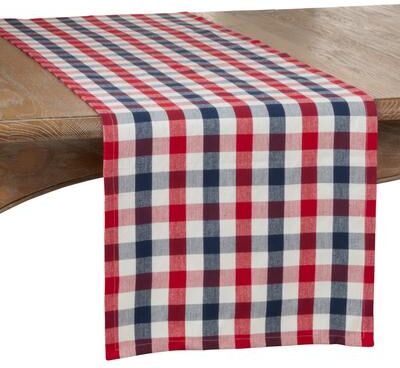 Saro Lifestyle Gingham Check Cotton Table Runner