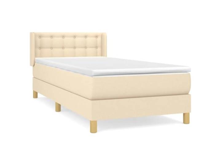 PUGYNBK Boxspringbett, cremefarben, 100 x 200 cm Verstellbares Kopfteil, Taschenfederkernmatratze, mittlere Festigkeit, atmungsaktiv
