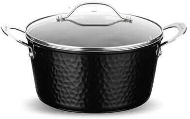 Gotham Steel 5-Quart Hammered Stock Pot with Lid Nonstick Cookware, Black