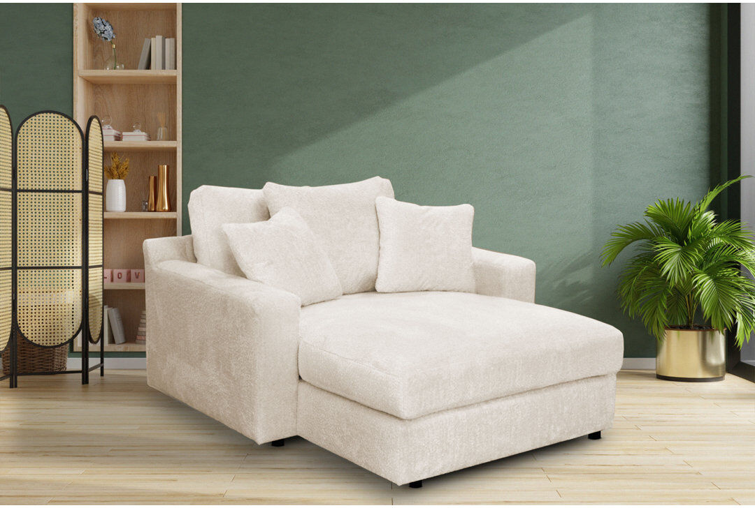 Brayden Studio Caegan Upholstered Chaise Lounge Sand Boucle 95cm H X 150cm W X 170cm L