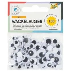 folia 100 selbstklebende Wackelaugen - 6 verschiedene Größen