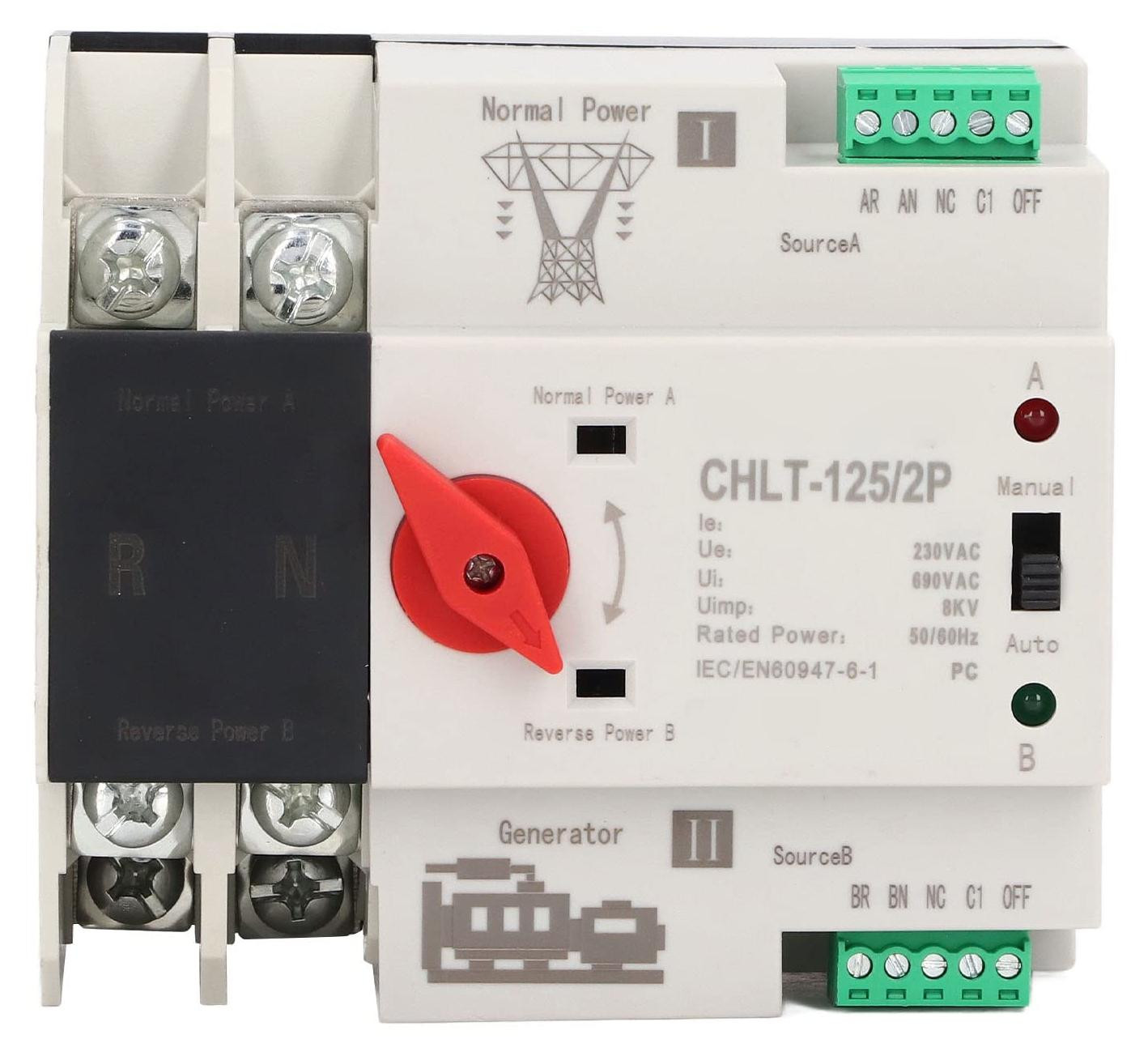 Lustrens 2P AC230V Dual Power automatische omschakelaar, 63A