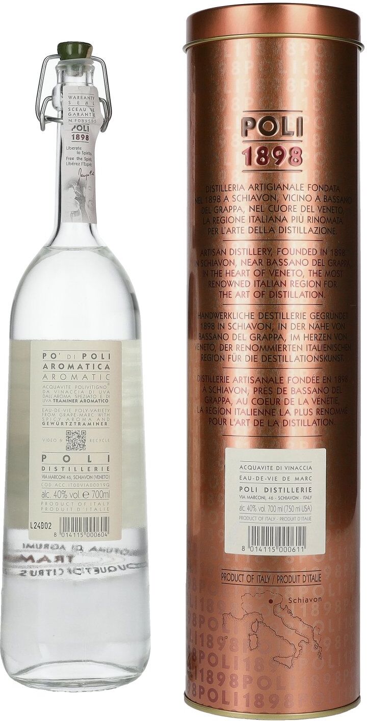 Poli Po' Di Poli Grappa Aromatica 40% Vol. 0,7l in Tinbox