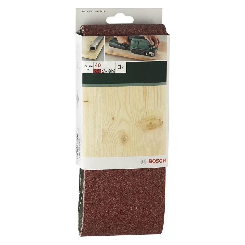Bosch Zubehör 3tlg. Schleifband-Set für Bandschleifer, rote Qualität K = 150 (2609256227)