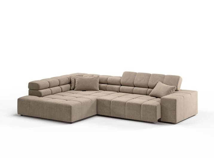 Candy Oregon Velvet Ecksofa motorische Sitztiefenverstellung