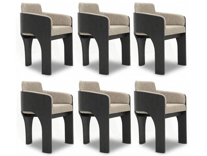JVmoebel Esszimmerstuhl Stuhl Gruppe Beige Holz Schwarz Markant Wohnlich Exklusiv Elegant, Made in Europa