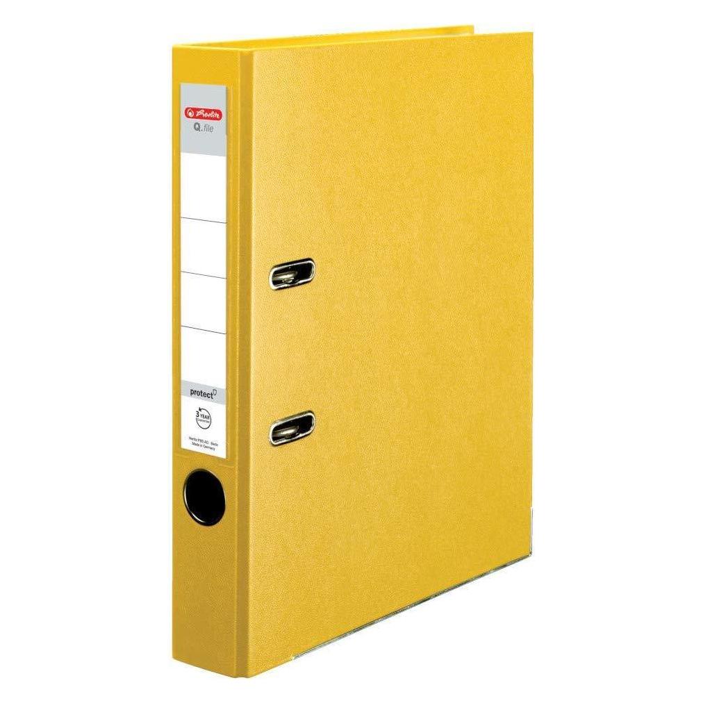 Herlitz Q.file Ordner protect A4 5 cm gelb (A4, 50 mm, 1 Stk.) (38657137)