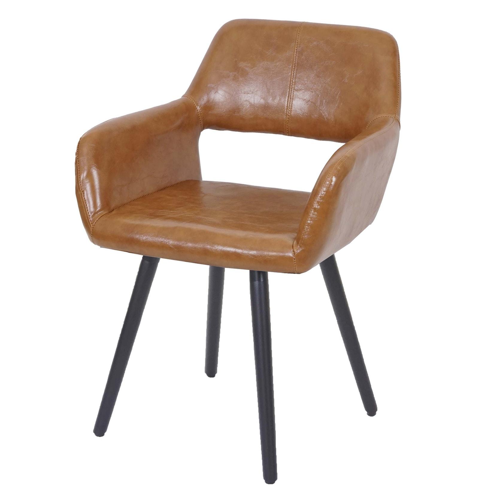 Esszimmerstuhl MCW-A50 II, Stuhl Küchenstuhl, Retro 50er Jahre Design ~ Kunstleder, Wildlederimitat, dunkle Beine