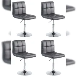 Décoshop26 - 4er-Set Esszimmerstühle höhenverstellbar modernes Design Ziernähte aus schwarzem Kunstleder Metallbeine 10_0006113 10_0006113