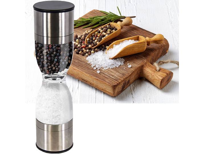 Salz-und Pfeffermühle, 2-in-1, Edelstahlgehäuse, edles Design