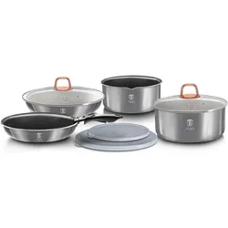 BerlingerHaus POT SET Click & Cook, Pfannenset + Topfset, Grau, Silber