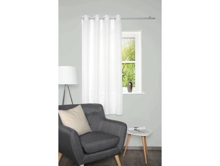 Vorhang HOME BASICS BENOGA , weiss (wollweiß), B:135cm H:175cm, Polyester, Gardinen, Vorhang, Ösenschal, Uni, Dekostruktur