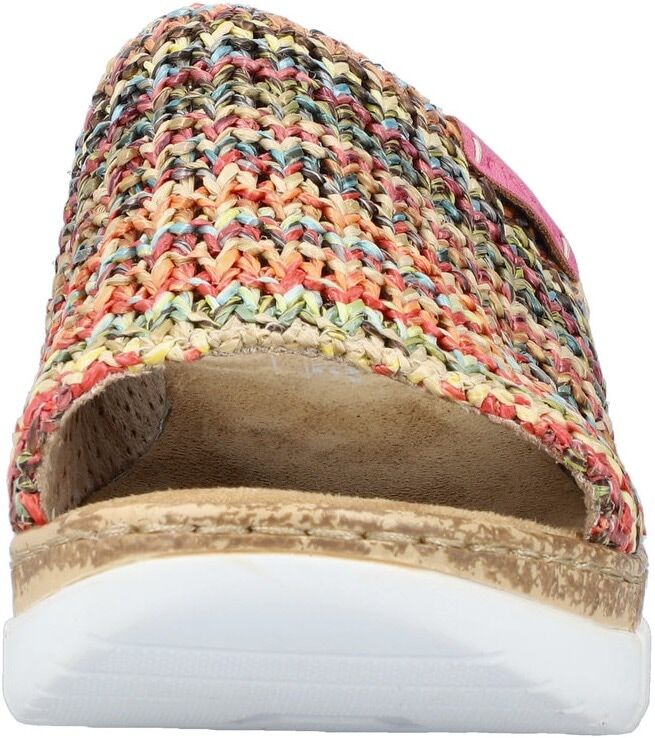 Pantolette RIEKER, Damen, Gr. 39, Textil, bunt (multi), Schuhe Pantolette, Keilabsatz, Sommerschuh, Schlappen im Sommerlook multi 39, Textil