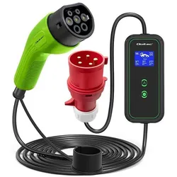 Qoltec, Elektroauto Ladestation, Mobiles EV-Ladegerät (Typ 2, 32 A, 11 kW)