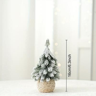Rare Purchases Mini Small Desktop Christmas Tree Ornament, PE Flocked Small Tree Desktop Decoration, Christmas Tree Simulation a