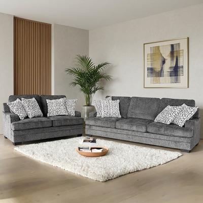 Esofastore Modern Living Room 2pc Stationary Sofa Set with 8 Pillows