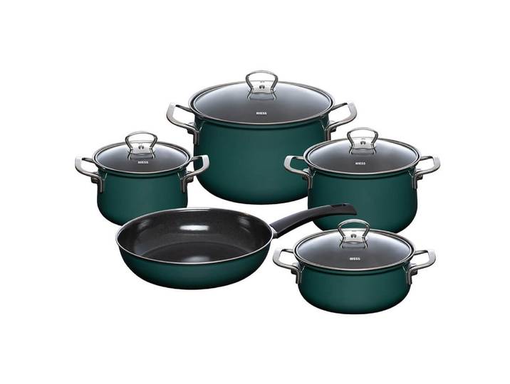 Riess Topf-Set Riess Topfset Nouvelle Emaille 5-teilig Teal, Emaille