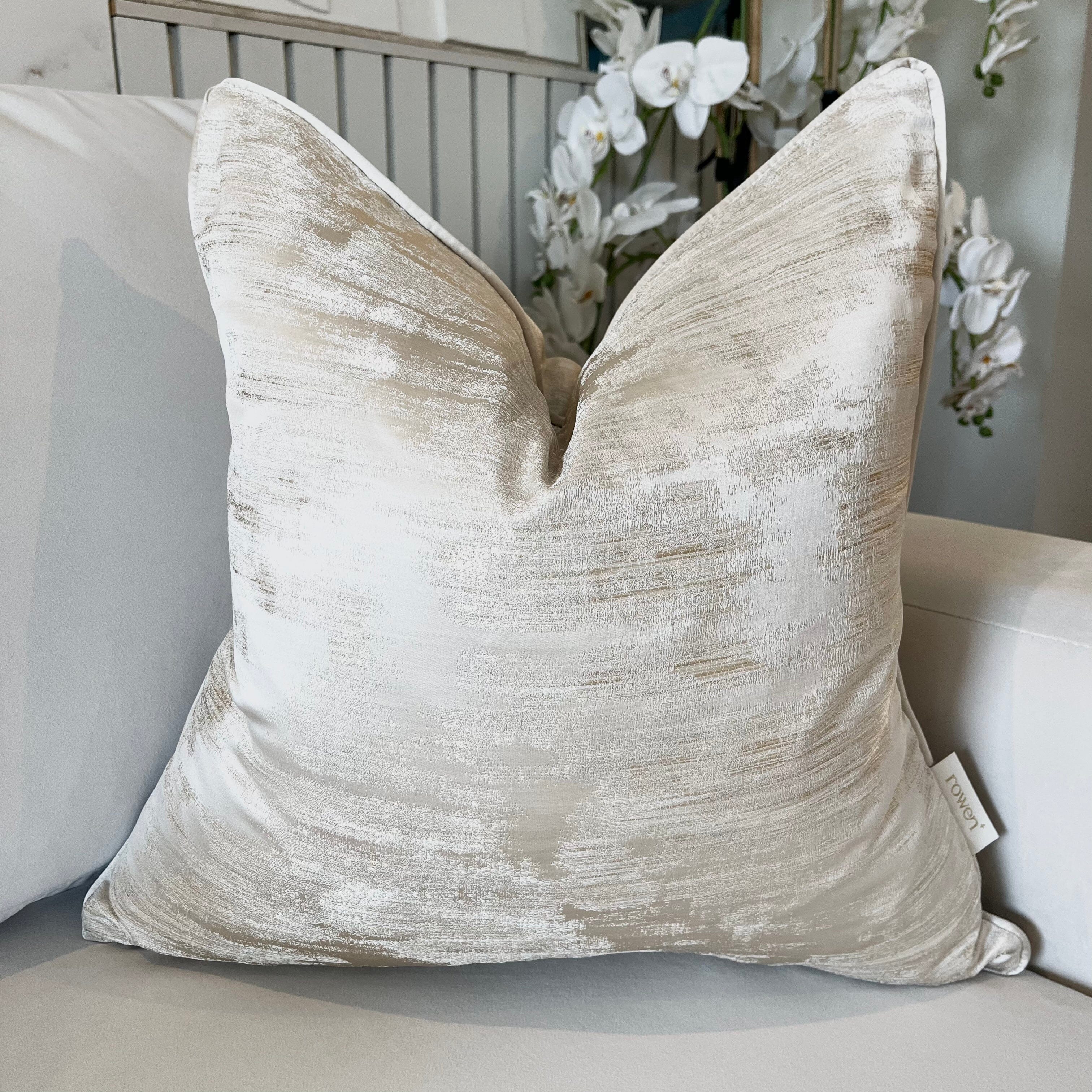 Zirconium Oyster & Gold Metallic Patterned Cushion Cover - 50x50cm