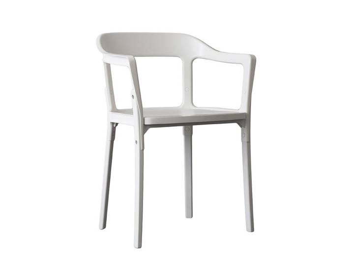 MAGIS chaise STEELWOOD CHAIR (Blanc - Hêtre et acier vernis)