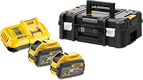 Dewalt XR FLEXVOLT AKKU 2er-Set (schwarz/gelb, Schnellladegerät, 2x Akku, T STAK-Box II, Akku-Trage)