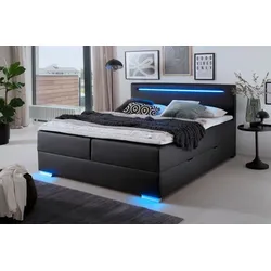 meise.möbel Boxspringbett Las Vegas II 160 x 200 cm Lederoptik Schwarz
