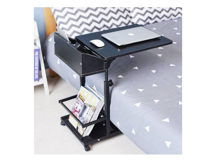 LuxusKollektion Laptoptisch Beistelltisch verstellbar mit Stauraum Schwarz (1-St)