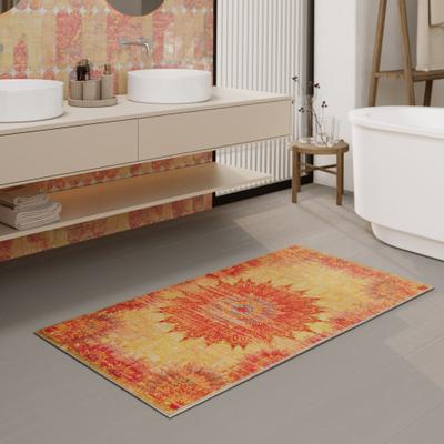 Badematte WECON HOME "Healing", gelb, H:0,5mm, Polyester, Badematten, Badematte, Vintage, waschbar, rutschfest, schnell trocknend, robust, Badteppich