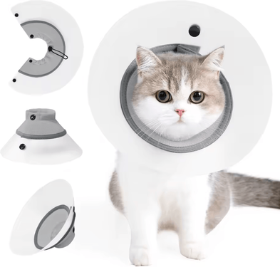 Inspire Curations ComfortGuard Adjustable Recovery Collar For Cats gray m