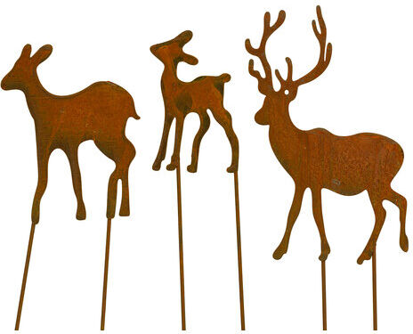 Rost-Stecker "Hirsch und Rehe", 3 Stück