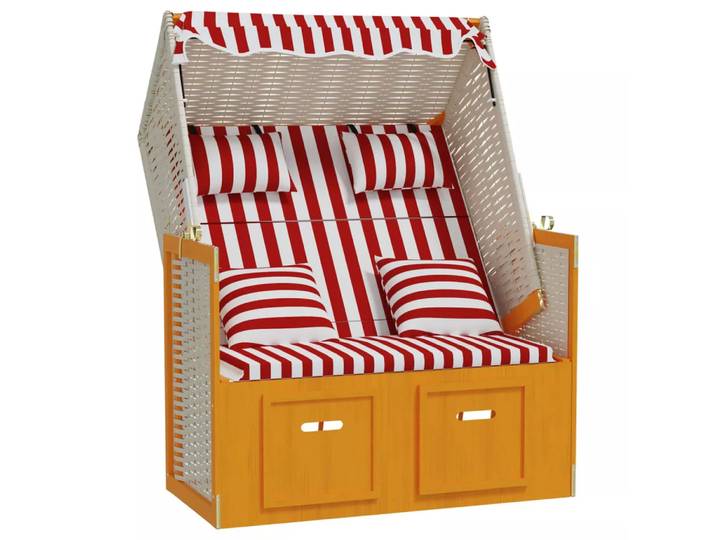 VidaXL - Strandkorb poly-rattan, One Size, Rot Bunt