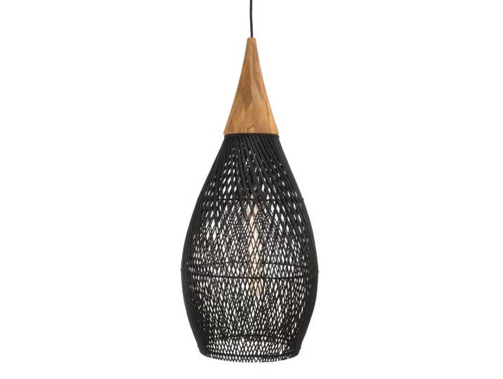 Suspension ''goutte'' 35x35cm en rotin couleur noire et teck
