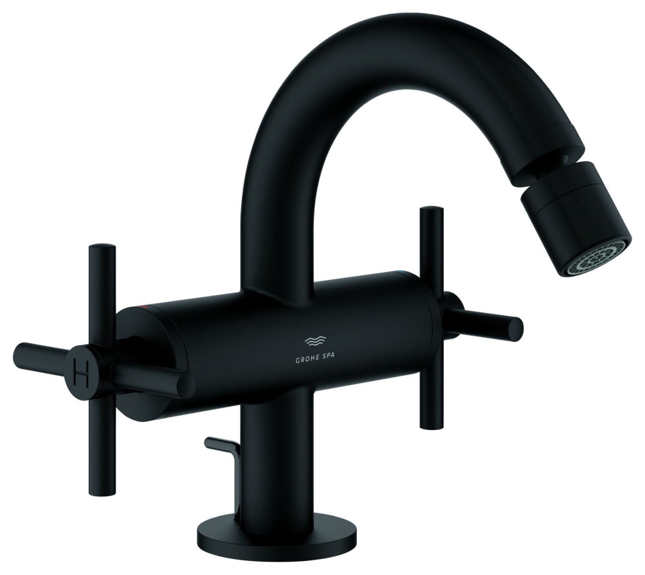 GROHE 2-Griff-Bidetbatterie Atrio 24353, Kreuz-Griff phantom black, 24353KF0 24353KF0