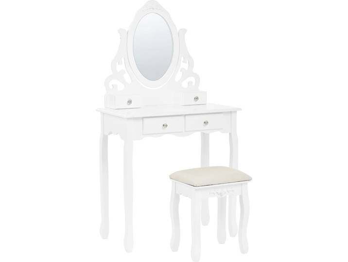 BELIANI Schminktisch Weiß 139 x 40 x 70 cm Hocker Kippbarer Ovaler Spiegel 4 Schubladen Schlafzimmer Wohnzimmer Aufbewahrung Kosmetika
