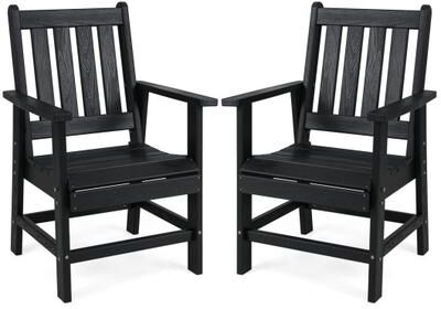 Costway Set of 2 Patio Dining Chairs with Wide Armrests-Black