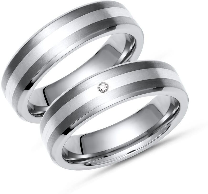 Unique Trauringe Titan Eheringe Brillant Gravur silber
