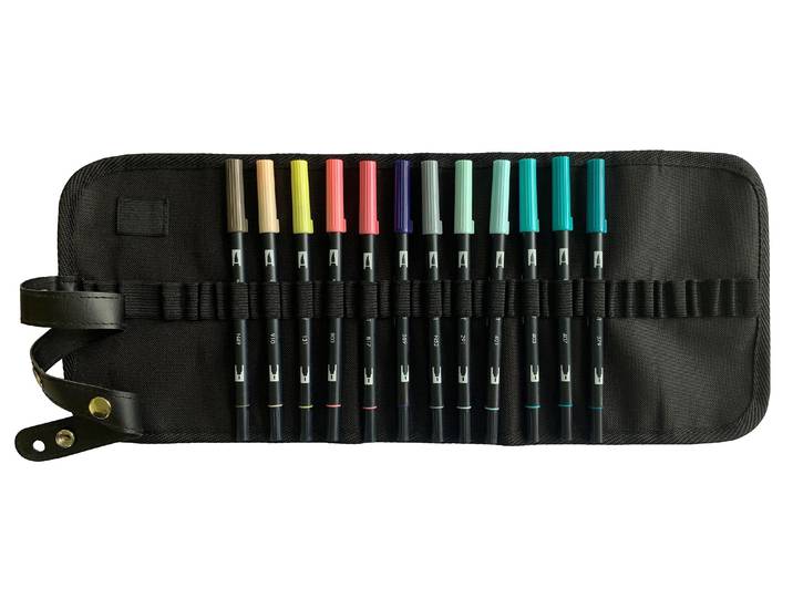 Faserstift TOMBOW ABT Dual Brush 12 , bunt, Kunststoff, Stifte, Faserstift, Bruchsicher, Wasservermalbar