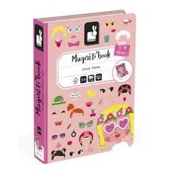 JANOD Magnetbuch Crazy Face Girls – Fördert Kreativität u. Ausdruckskraft von 3 bis 8 Jahren