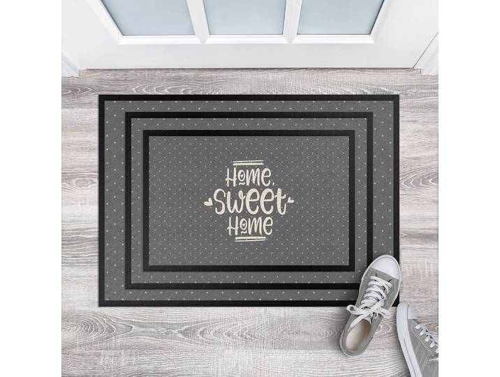 Fußmatte Home Sweet Home Polkadots 60 x 40cm Grau/Hellgrau