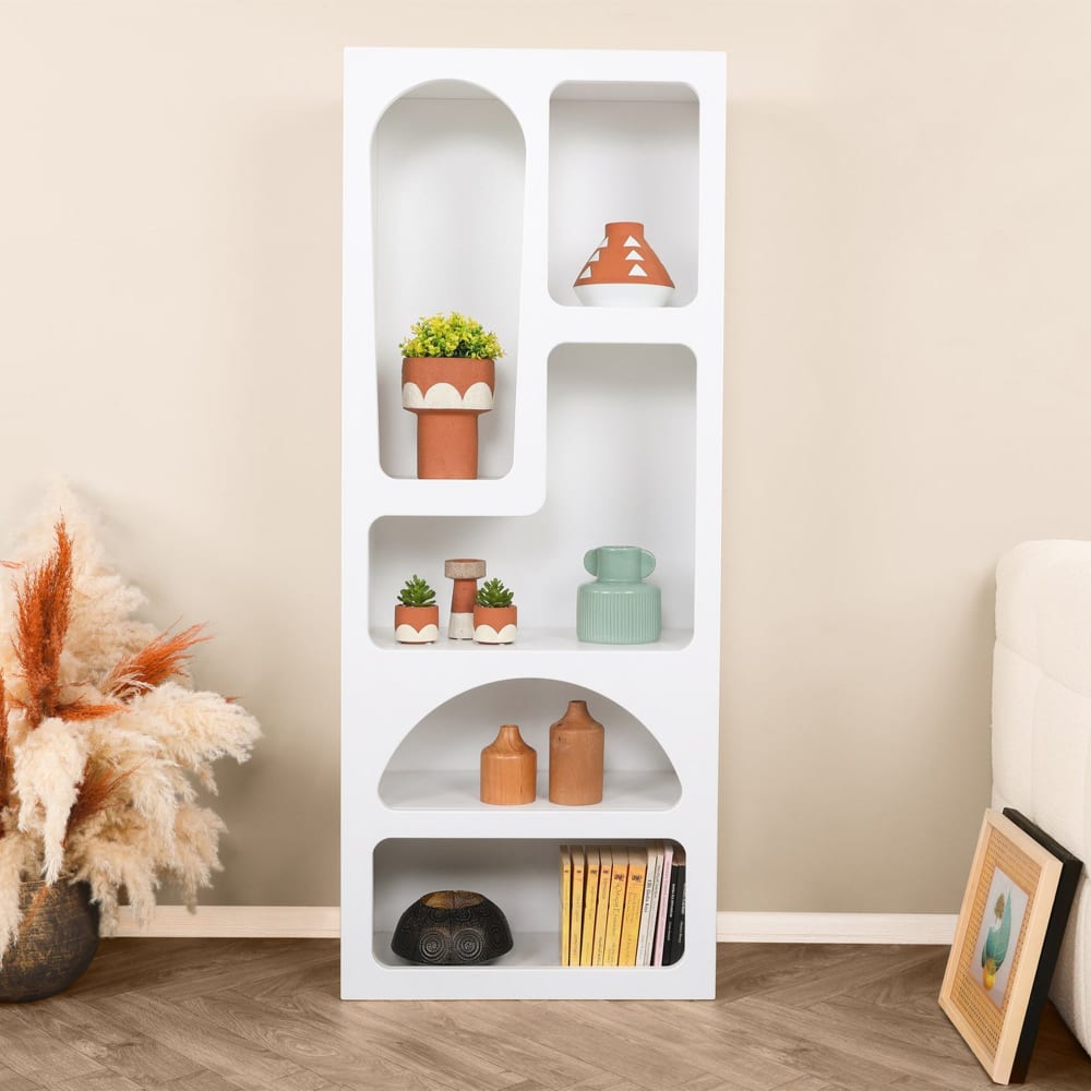 MOBILIER DECO  Bibliothèque avec 5 niches blanc Blanc 32x150x32cm