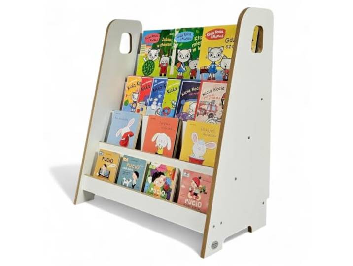 Kids Helper Montessori Bücherregal für Kinder – Kinderregal mit 4 Fächern, Bücher mit Cover nach vorn, offene Aufbewahrung in Greifhöhe fürs Kinderzimmer, 70 x 40 x 80 cm, Weiß, BKC-310