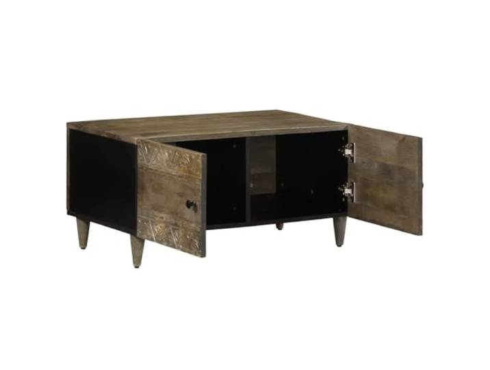 KTHLBRH Beistelltisch hellgrau 80 x 50 x 40 cm Mangoholz Massivholz, große Ablage für Zeitschriften, erhöhte Beine, einfache Reinigung