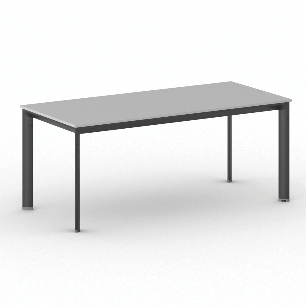 B2B Partner Konferenztisch PRIMO INVITATION 180x80 cm, schwarzes Metallgestell, grau