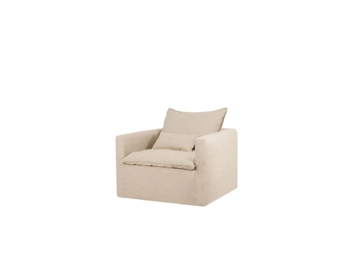 Fauteuil en coton et lin déhoussable beige 109x96cm