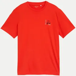 T-Shirt mit Print auf der Brust Rot L