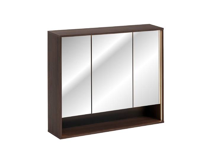 Miroir Armoire Murale 3 Portes 100cm Moka Bois Foncé