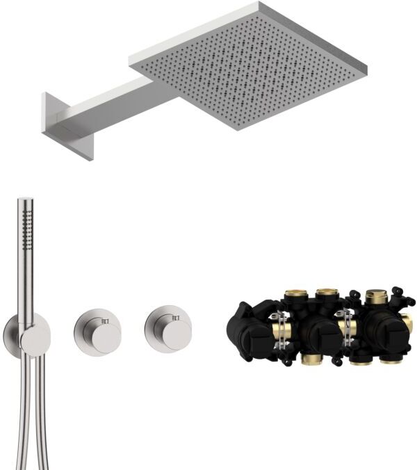 Herzbach MODUL7 Thermostat-Set T-TF2 70.703721.1.09 TWIN FLOW Edelstahl