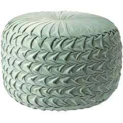 SAMT-POUF Grace grün, plissiert in Flechtoptik, 50/50/35 cm