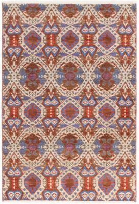 ECARPETGALLERY Hand-knotted Finest Ushak Cream, Dark Copper Wool Rug - 4'0 x 6'0