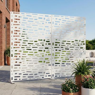 Dovelina Outdoor Metal Privacy Screen Fence Panel Set of 2