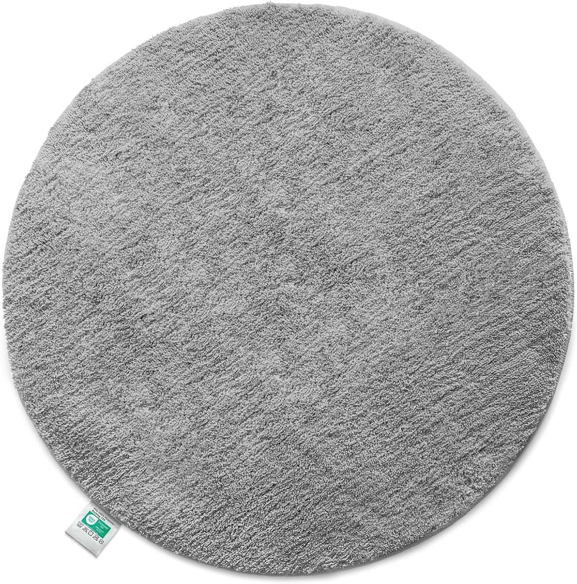 Zilvergrijze badmat met zacht hoogpolig design, Ø 95 cm
